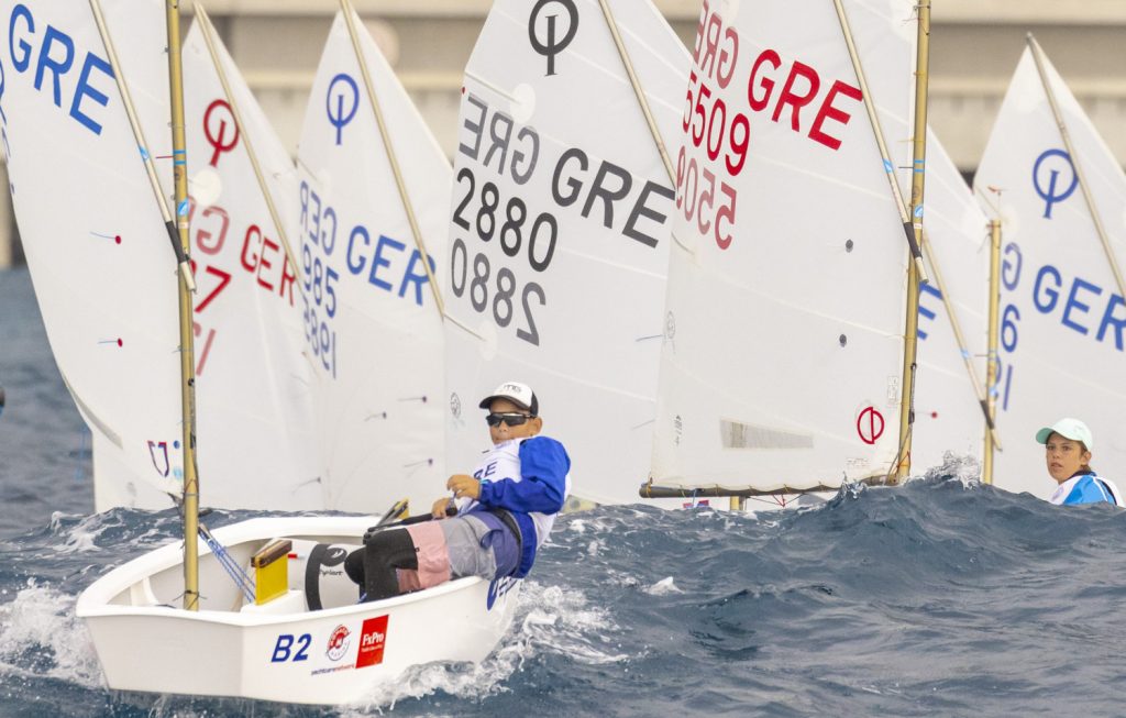 Top flight encounters 2 2024 Optimist European Team Racing Championship